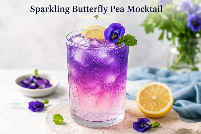 This Stunning Blue Mocktail Will Be the Star of Every Summer Party | Sparkling Butterfly Pea Mocktail