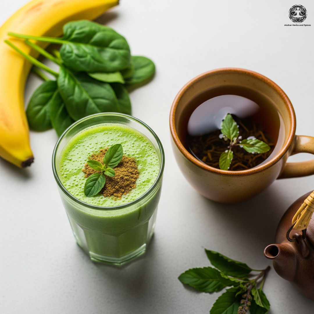Daily routine with Moringa and Tulsi tea for wellness