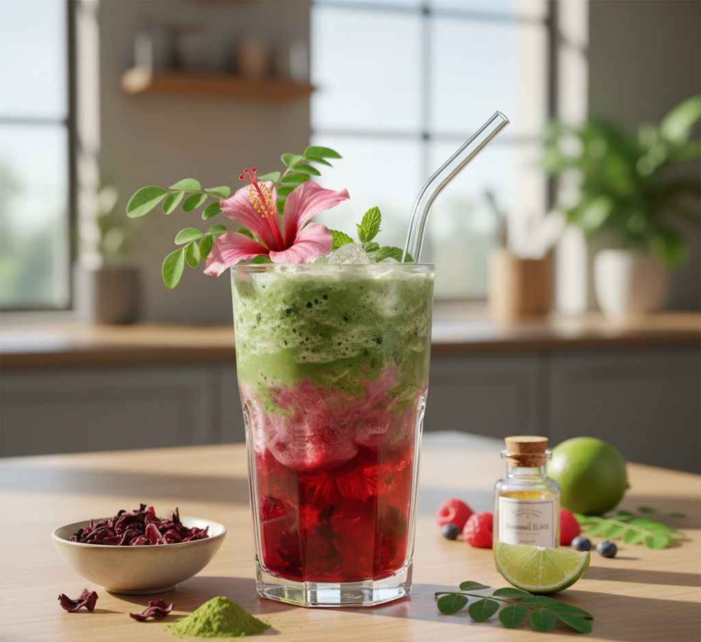 Hibiscus and Moringa smoothie