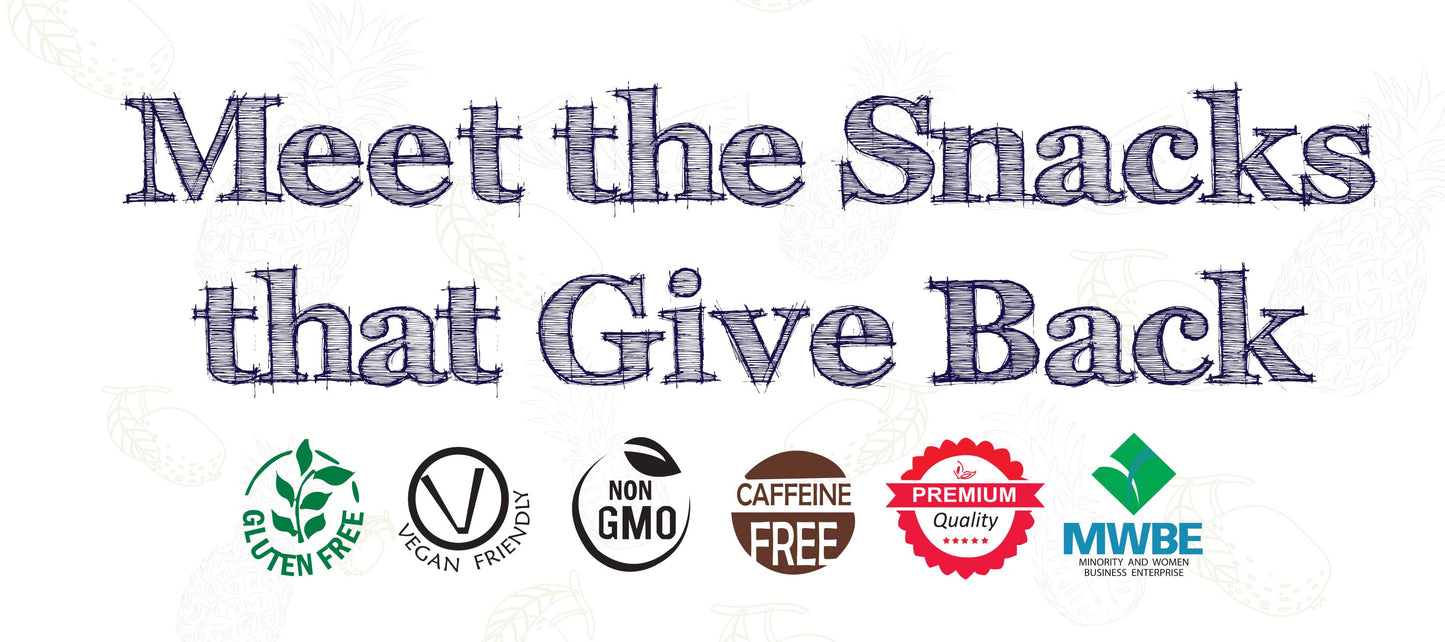 Meer the snacks that Give back .. Gluten free , vegan friendly , NON GMO , caffeine free , Premium Quality