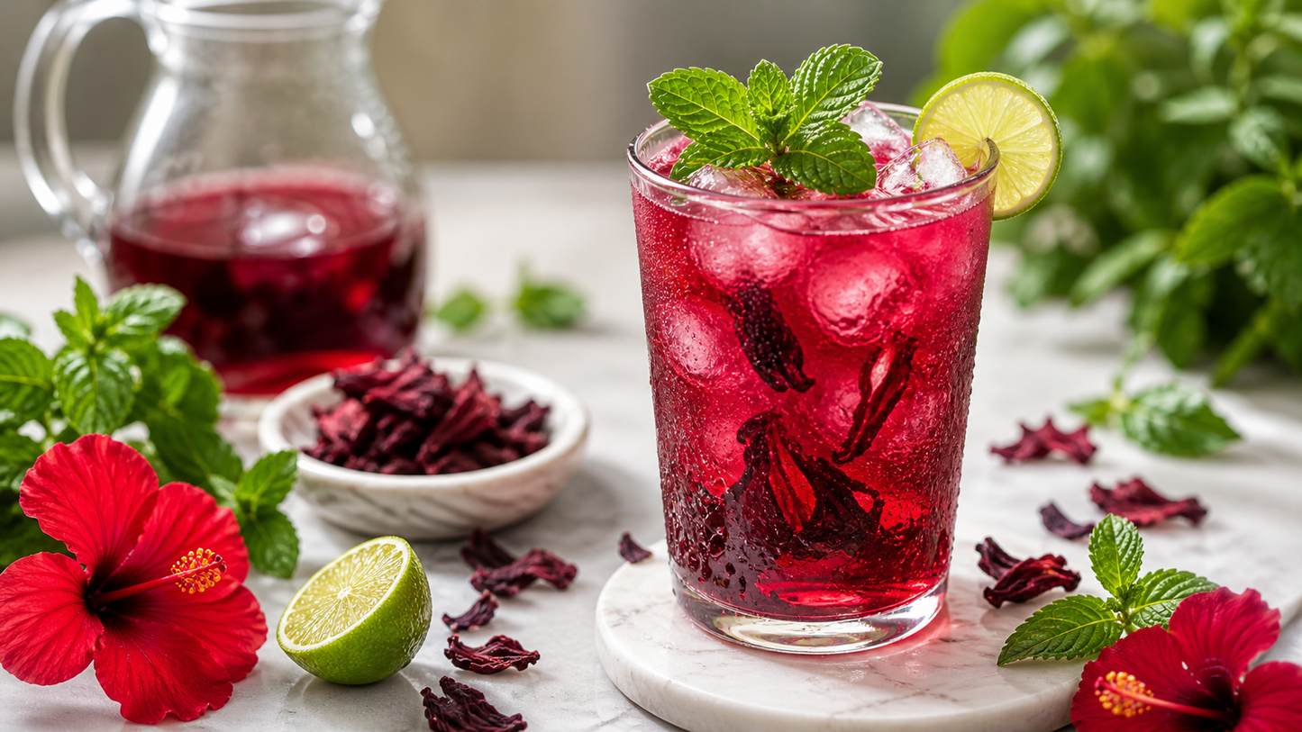 Iced Hibiscus Mint Cooler | Refreshing Herbal Drink