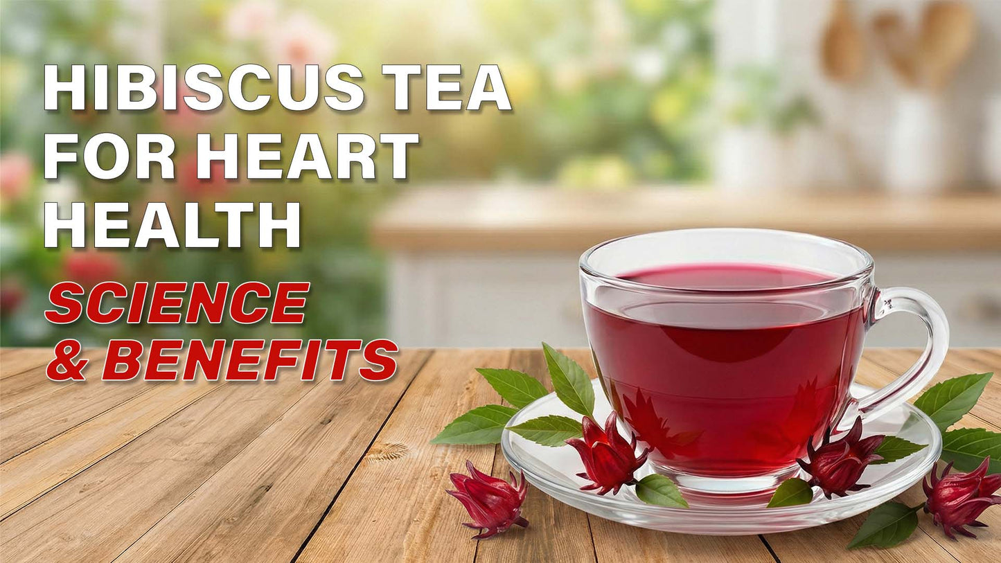 hibiscus tea in glass cup with fresh hibiscus flowers benefits for heart health science backed herbal tea