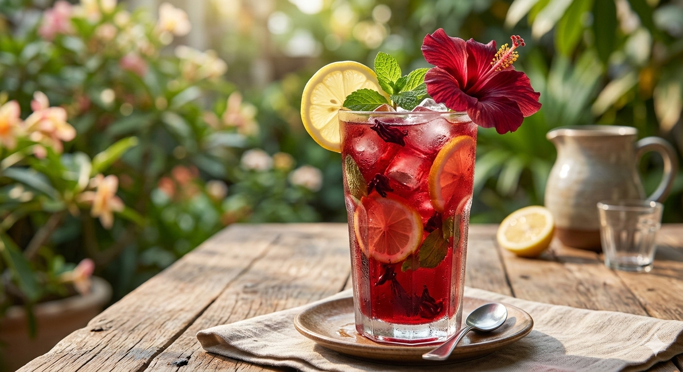Iced Hibiscus Ginger Tea for Summer Refreshment