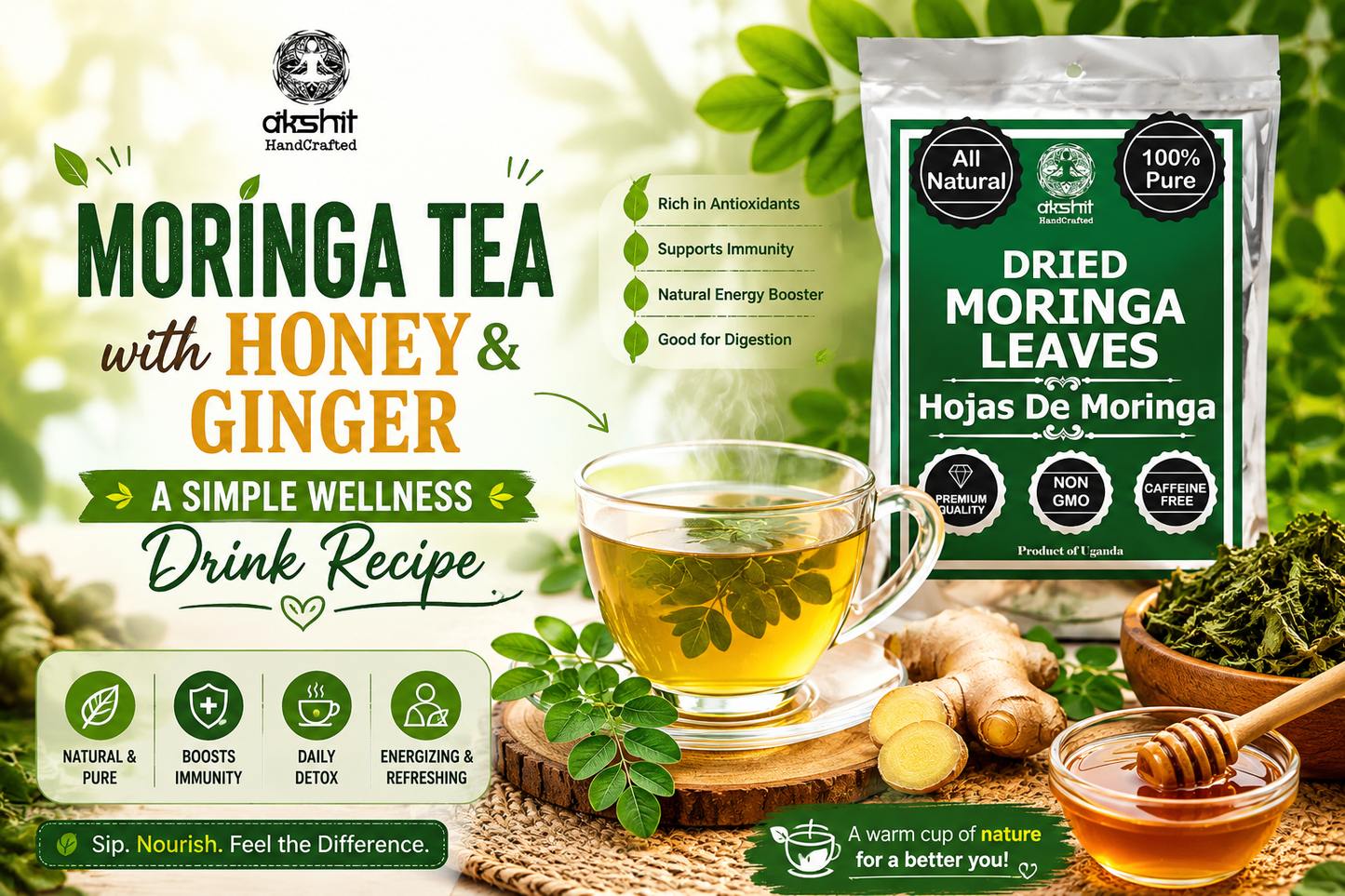 Moringa Tea with Honey and Ginger a Simple Wellness Drink Recipe