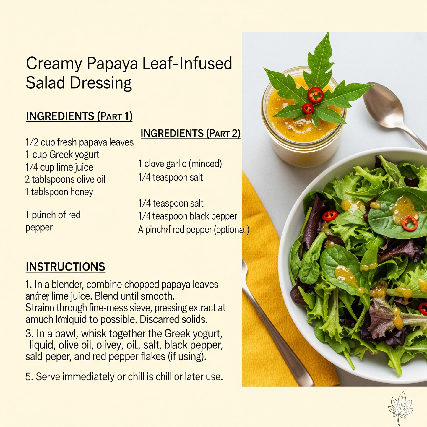 Creamy Papaya Leaf–Infused Salad Dressing: A Unique Twist on Healthy Eating