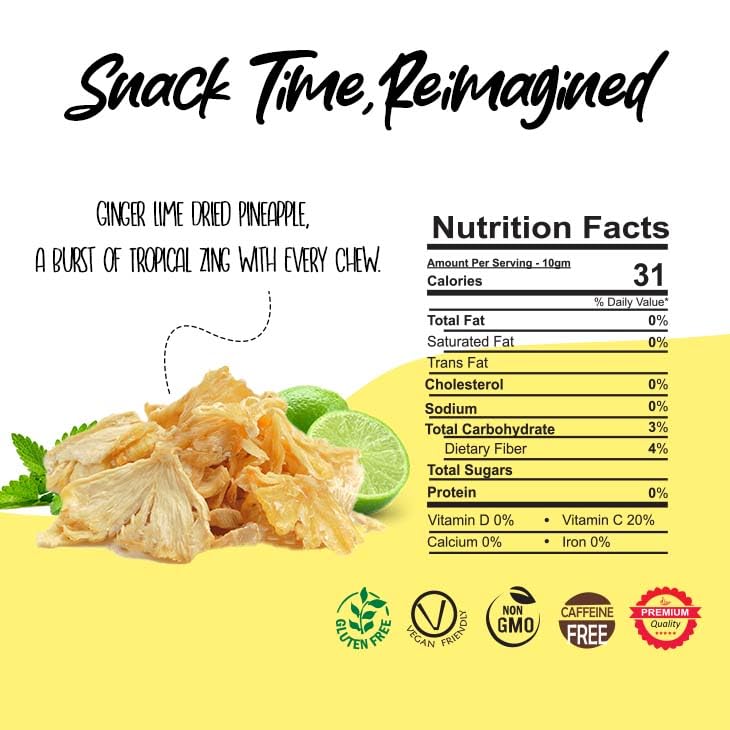 
                  
                    Organic Dried Pineapple lime mint Chunks, 1 Pound. Dehydrated Pineapple Chunk, Unsweetened Dried Pineapple, Dehydrated Pineapple Bulk, Dried Pineapple no sugar added. All Natural, Non-GMO, 16 oz.
                  
                