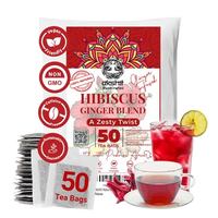 Akshit 50 Hibiscus Ginger Tea Bags – Natural Hibiscus Tea - Stress Relieving & Energy Tea