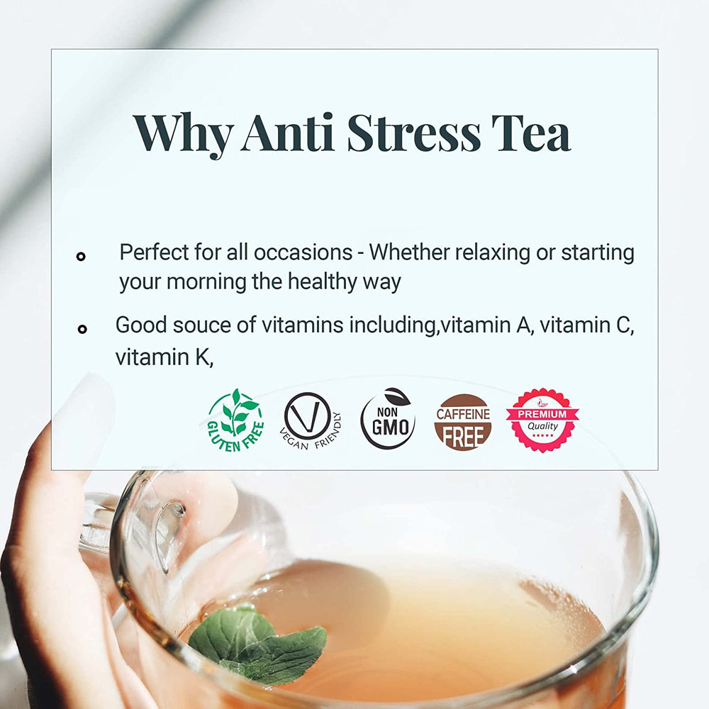 
                  
                    Akshit Organic Anti Stress Tea, (80 Tea Bags), Blended With Calendula | Marigold Tea, Tulsi, Butterfly Pea Flowers, Lemongrass, Relaxing & Calming Tea, No Caffeine.
                  
                