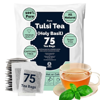 Akshit Holy Basil Tea ( Tulsi Leaf Tea ) 75 Tea Bags, Made with Pure Dried Holy Basil Tea Leaves Immune Support Tea, Caffeine-free, Non-Gmo, Stress Relieving Tulsi Herbal & Energy Tea.