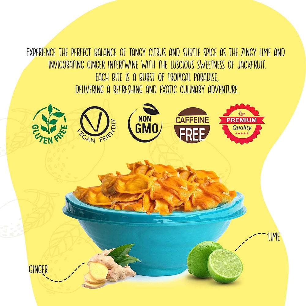 
                  
                    Akshit Organic Dried Jackfruit with Ginger Lime,1Pound,16 oz, Unsweetened Dried Jackfruit Snacks,Healthy Dehydrated Jackfruit Snacks for Kids and Adults, Gluten Free, Vegan Friendly, Paleo, No Sugarcoating, Non GMO, Great Source of Antioxidants - 1 Lb.
                  
                