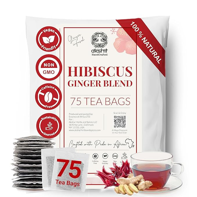 Akshit Hibiscus Ginger Tea blend 75 tea bags