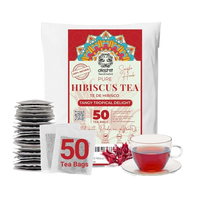 Hibiscus Tea Bags 50 Count – Pure Dried Hibiscus, Caffeine-Free, Stress-Relieving Herbal Tea