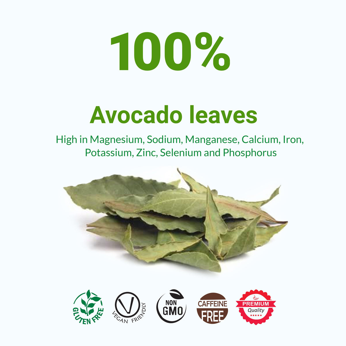 dried avocado leaves 100 percent natural rich in minerals like magnesium calcium potassium iron zinc for herbal tea wellness and natural health