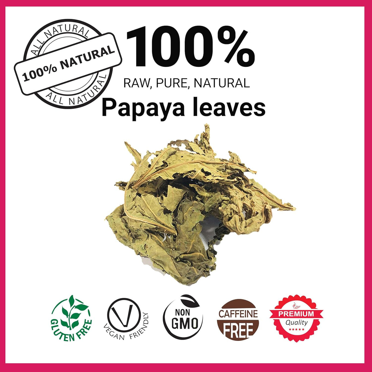 Dried papaya leaves, 100% natural, raw and pure, non GMO, caffeine free, vegan friendly herbal leaves for wellness