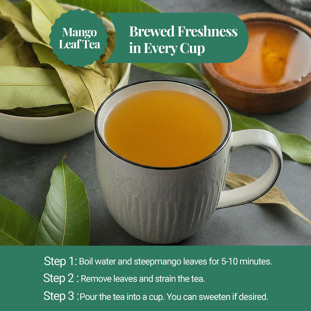 
                  
                    a cup of mango leaf tea
                  
                