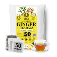 Premium Ginger Tea Bags – Golden Ginger, 50 Count, Caffeine-Free & Vegan, Uganda Origin