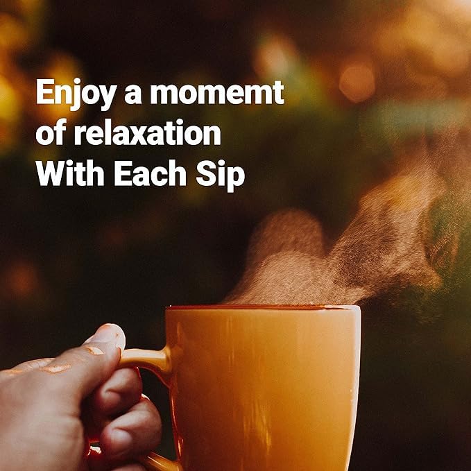 Hot herbal tea in cup with steam rising creating relaxing moment soothing drink promoting calm comfort and wellness benefits