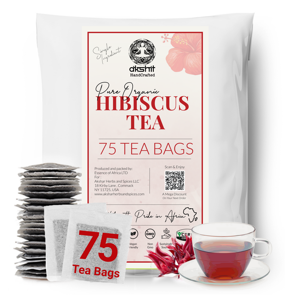 pure organic hibiscus tea plain. Akshit 75 Organic Hibiscus Tea Bags, Pure Dried Hibiscus Flowers, Single Blend