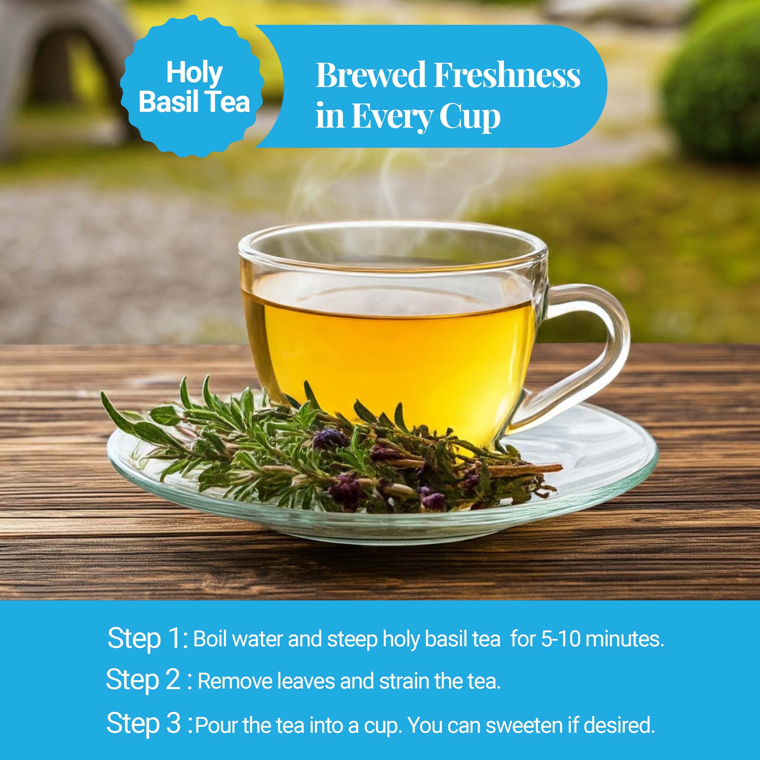 Akshit| Organic Dried Tulsi Leaves Holy Basil Herbal Tea