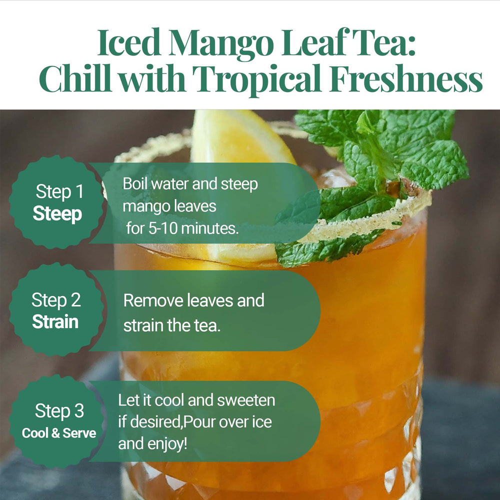 
                  
                    A glass of iced mango leaf tea
                  
                