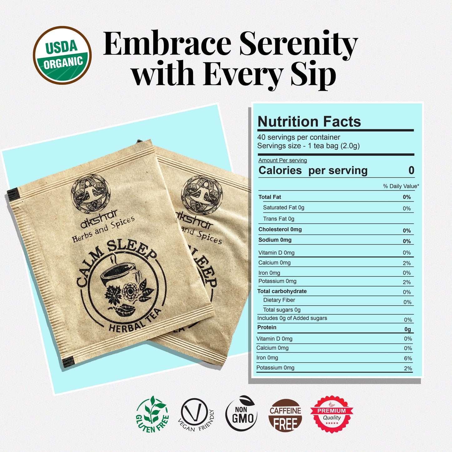 
                  
                    USDA ORGANIC Embrace Serenity with Every sip
                  
                