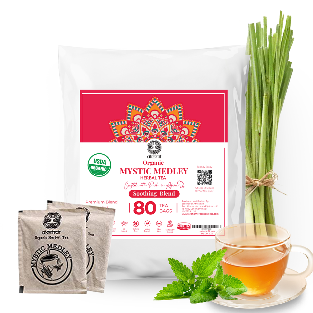 
                  
                    Mystic Medley Tea (80 Tea Bags) Organic Lemongrass Peppermint Tulsi Holy Basil Leaves Tea Immune Support Tea Soothing Tea, Detox Tea, Tea for Relaxing,  USDA Certified.
                  
                