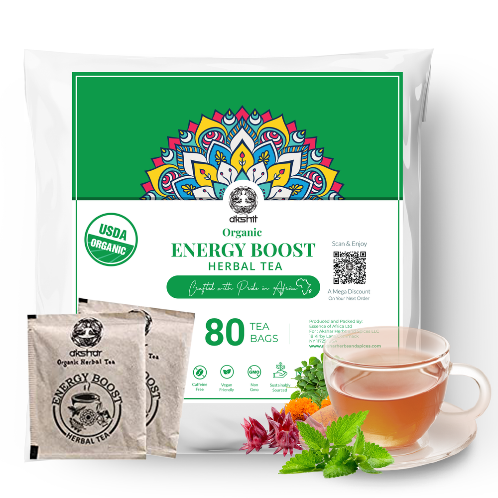 
                  
                    Organic Energy Boost Tea (80 Tea Bags) Marigold (Calendula Flower) Moringa (Oleifera) Peppermint, Hibiscus Tea Energy Tea USDA Certified Caffeine Free
                  
                