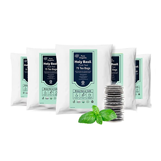 
                  
                    Akshit Holy Basil Tulsi Tea - 75 Tea Bags, Pure Dried Tulsi Holy Basil Leaves, USDA Certified, Caffeine-free, Immune Support Tea, Tulsi Tea,
                  
                
