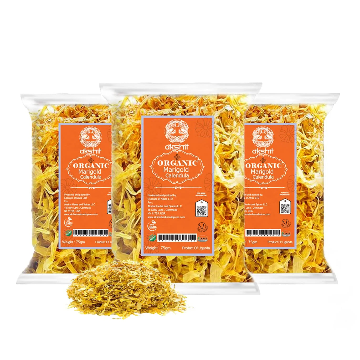 
                  
                    Akshit Organic Dried Calendula (Marigold) flowers,  Calendula Tea, 2.4 oz I Calendula Officinalis| orgánico caléndula pétalos I Akshit Pétales de Souci Bio| Flor De Calendula
                  
                