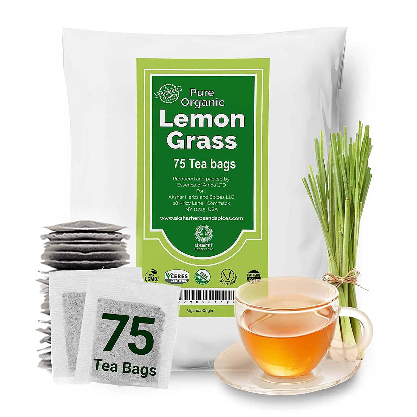 
                  
                    Akshit Organic Lemongrass Tea Bags-75Count, Premium Quality Lemongrass, Enjoy Hot or Iced, Lemongrass Herbal Tea, Calm Sleep Tea, Caffeine-Free, NON-GMO, & USDA Certified. (Pack of 1)
                  
                