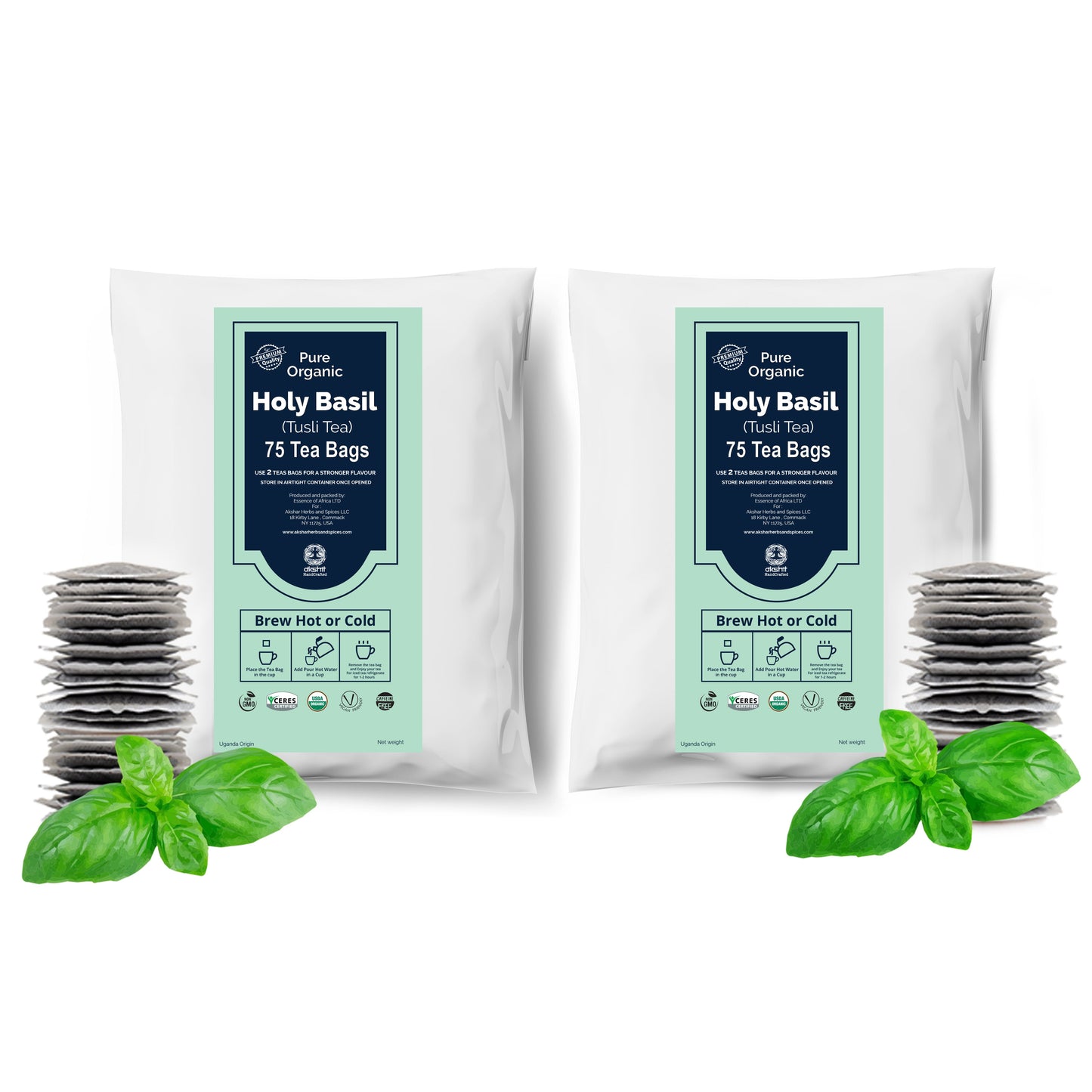
                  
                    Akshit Holy Basil Tulsi Tea - 75 Tea Bags, Pure Dried Tulsi Holy Basil Leaves, USDA Certified, Caffeine-free, Immune Support Tea, Tulsi Tea,
                  
                