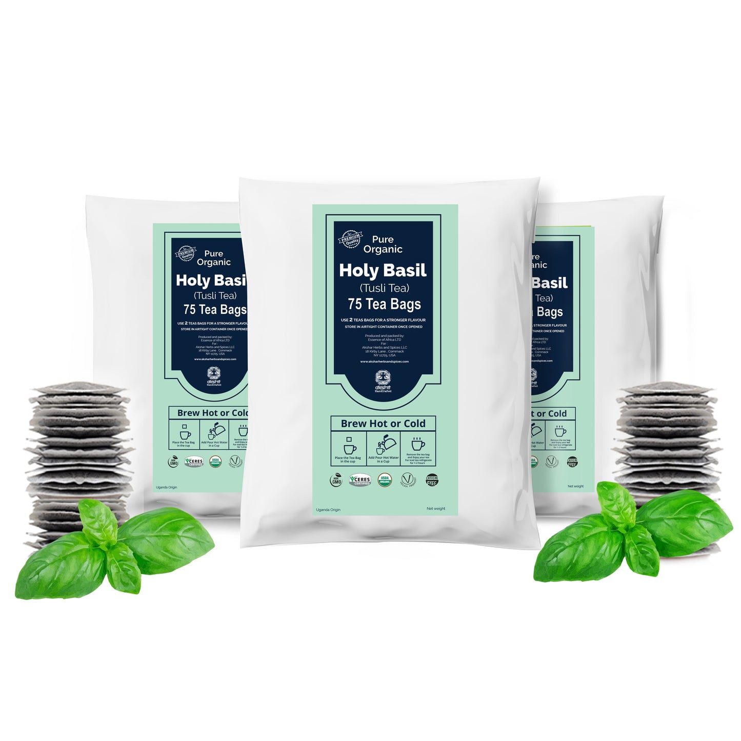 
                  
                    Akshit Holy Basil Tulsi Tea - 75 Tea Bags, Pure Dried Tulsi Holy Basil Leaves, USDA Certified, Caffeine-free, Immune Support Tea, Tulsi Tea,
                  
                