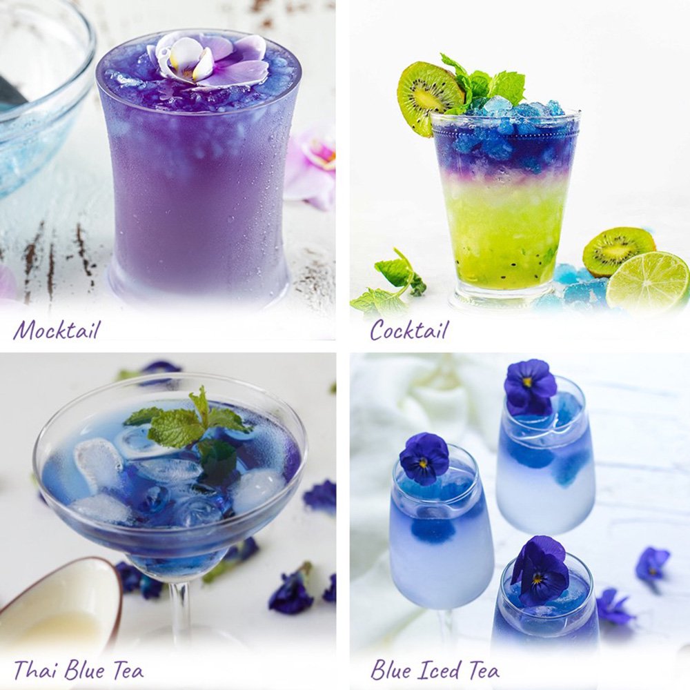 Butterfly pea flowers can be used to make mocktail , cocktail , Thai Blue tea , Blue iced tea 