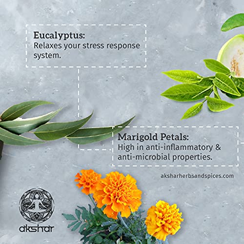 
                  
                    Blend of Papaya Guava Leaves  Lemongrass and Eucalyptus Leaves Calendula flowers high in anti-inflammatory and anti-microbial properties. Relaxes your stress response system
                  
                
