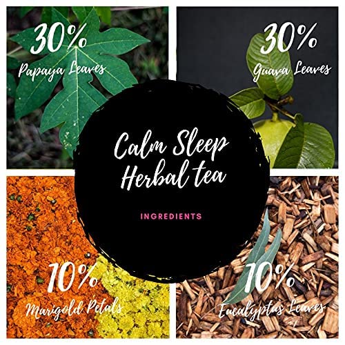 
                  
                    Akshit Organic Calm Sleep Tea with Papaya, Guava, Lemongrass, Marigold Petals (Calendula), and Eucalyptus Leaves I for a Good Night’s Sleep I NON-GMO I USDA Certified 80 Herbal Tea Bags (Pack of 3)
                  
                