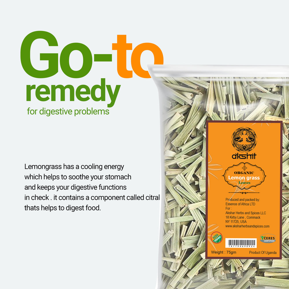 
                  
                    Go-to remedy for digestive problems.. Lemongrass has a cooling energy which helps to soothe your stomach and keeps your digestive functions in check. It contains a component called citral that helps to digest food.
                  
                