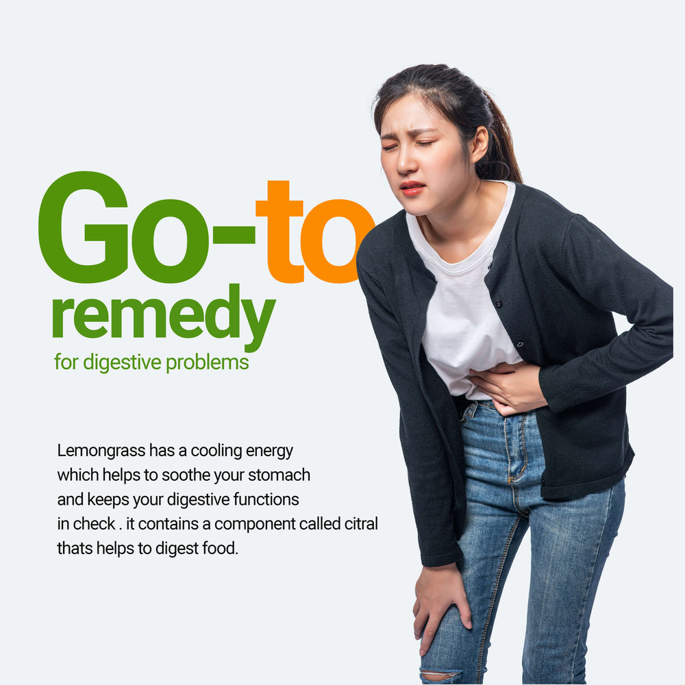 
                  
                    Go-To remedy for digestive problems. Lemongrass drinks have a cooling energy which helps to soothe your stomach and keeps your digestive function in check. it contains a component called citral that helps to digest
                  
                