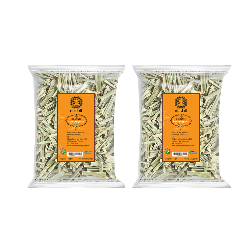 Akshit Organic Lemongrass Tea, Single Loose Leaf Tea, Seasoning, promotes sleep, Caffeine-Free, Non-GMO, Vegan, Gluten-Free,pack of 2