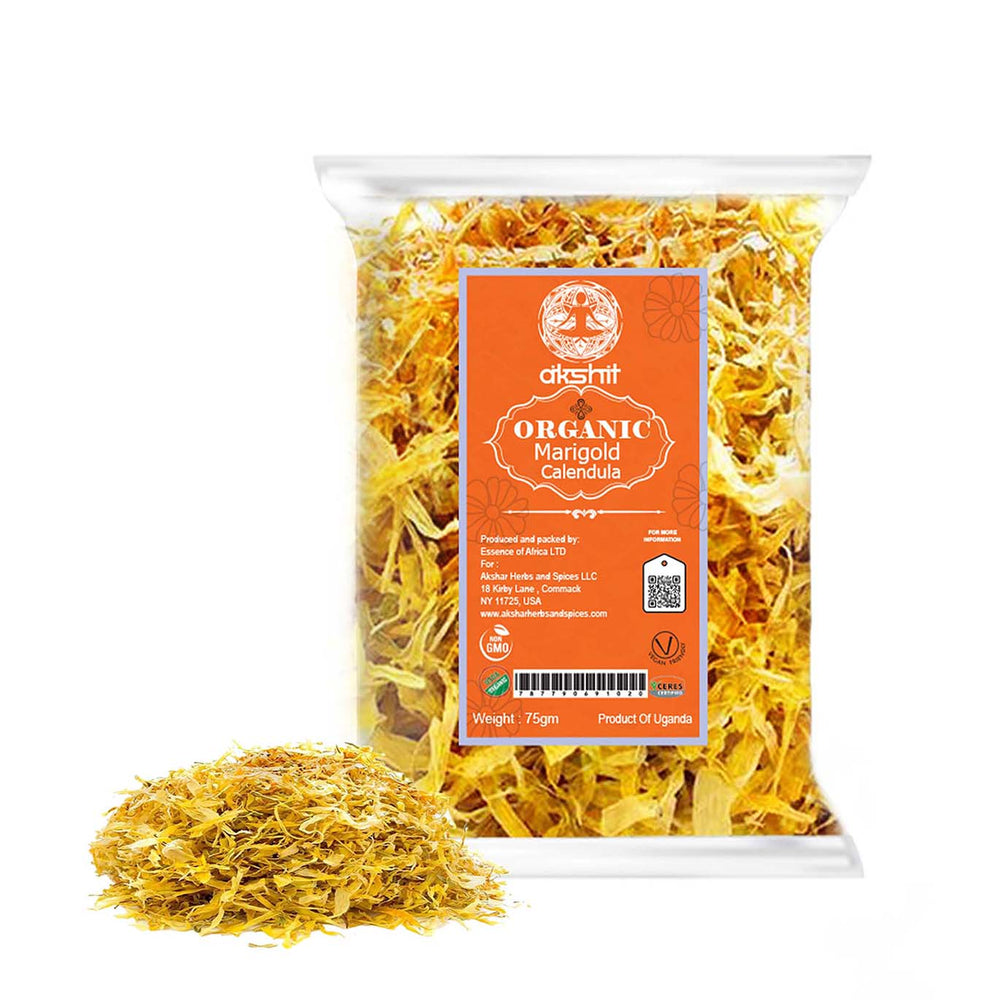 
                  
                    Akshit Organic Dried Calendula (Marigold) flowers,  Calendula Tea, 2.6 oz I Calendula Officinalis| orgánico caléndula pétalos I Akshit Pétales de Souci Bio | Flor De Calendula
                  
                