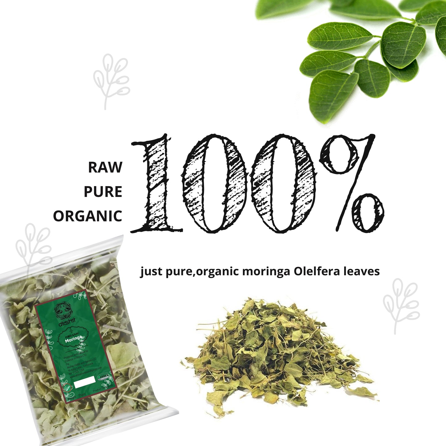 
                  
                    Organic Moringa Leaves  2.4 oz I orgánica hojas de moringa I Feuilles de Moringa Bio Akshit
                  
                