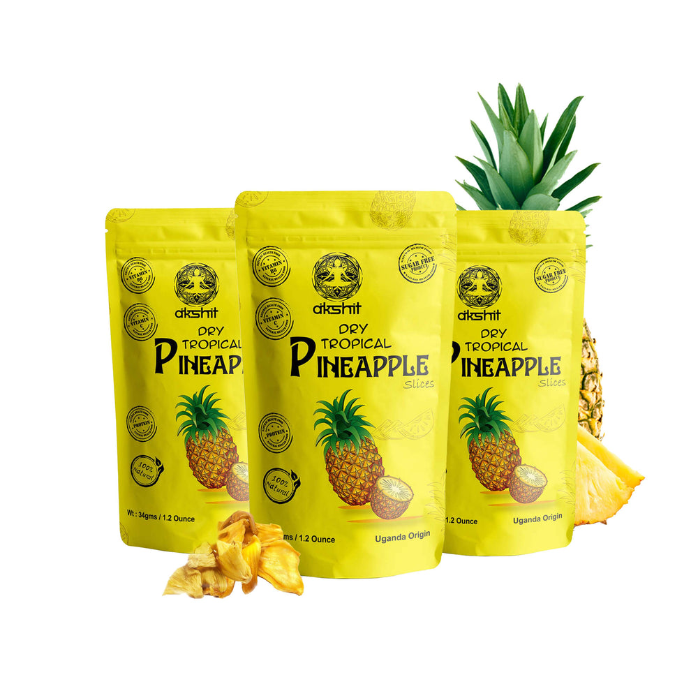 Dry Pineapple Slices | Organic Dried Pineapple Slices with No Sugar Added | Gluten Free | NON-GMO 3.6 oz (3 count )