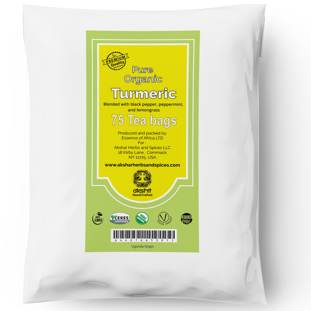 
                  
                    Akshit Organic Turmeric Peppermint lemongrass Tea Blend I Superfood spice I Detox Tea I Immune Support I Non-GMO I USDA Certified I 75 Tea Bags (Pack of 1)
                  
                